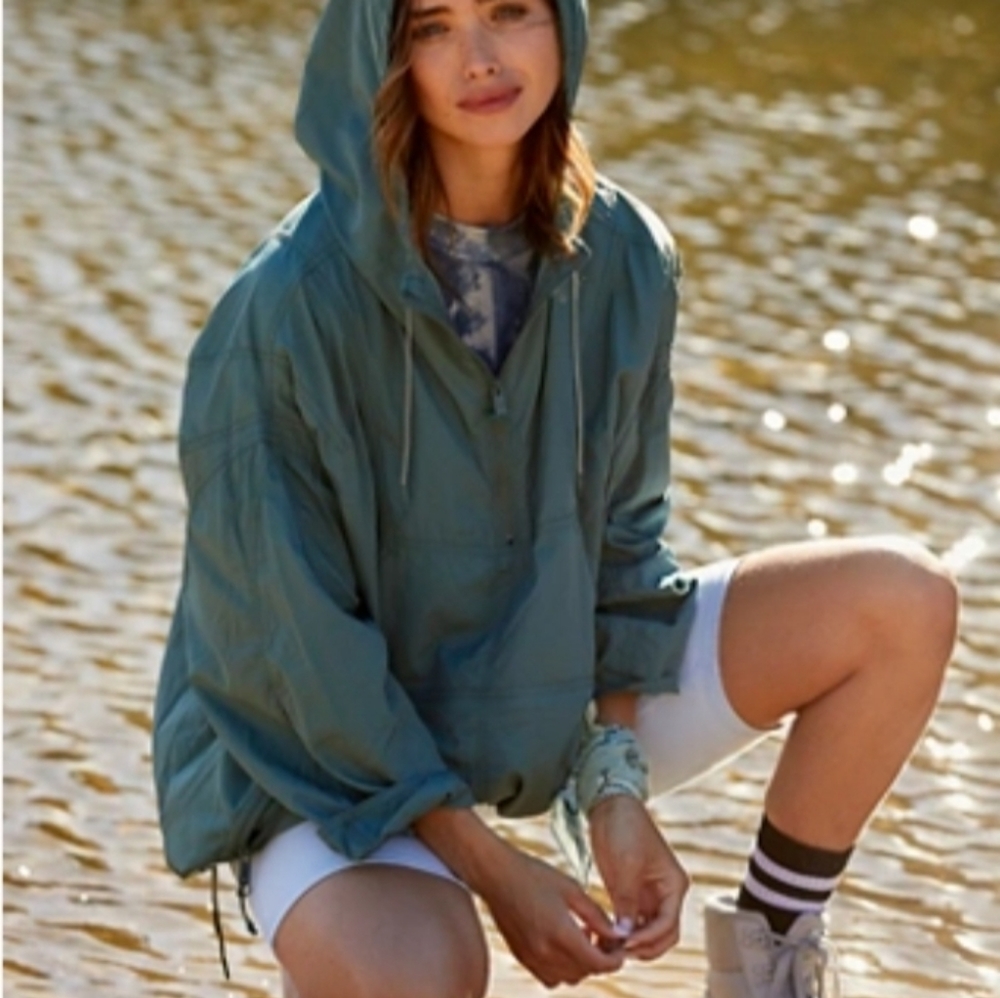 Free People Teal Hooded Jacket